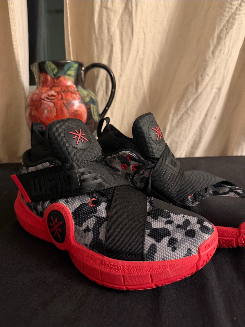Men's Athletic Slip-On Sneakers in Black and Red